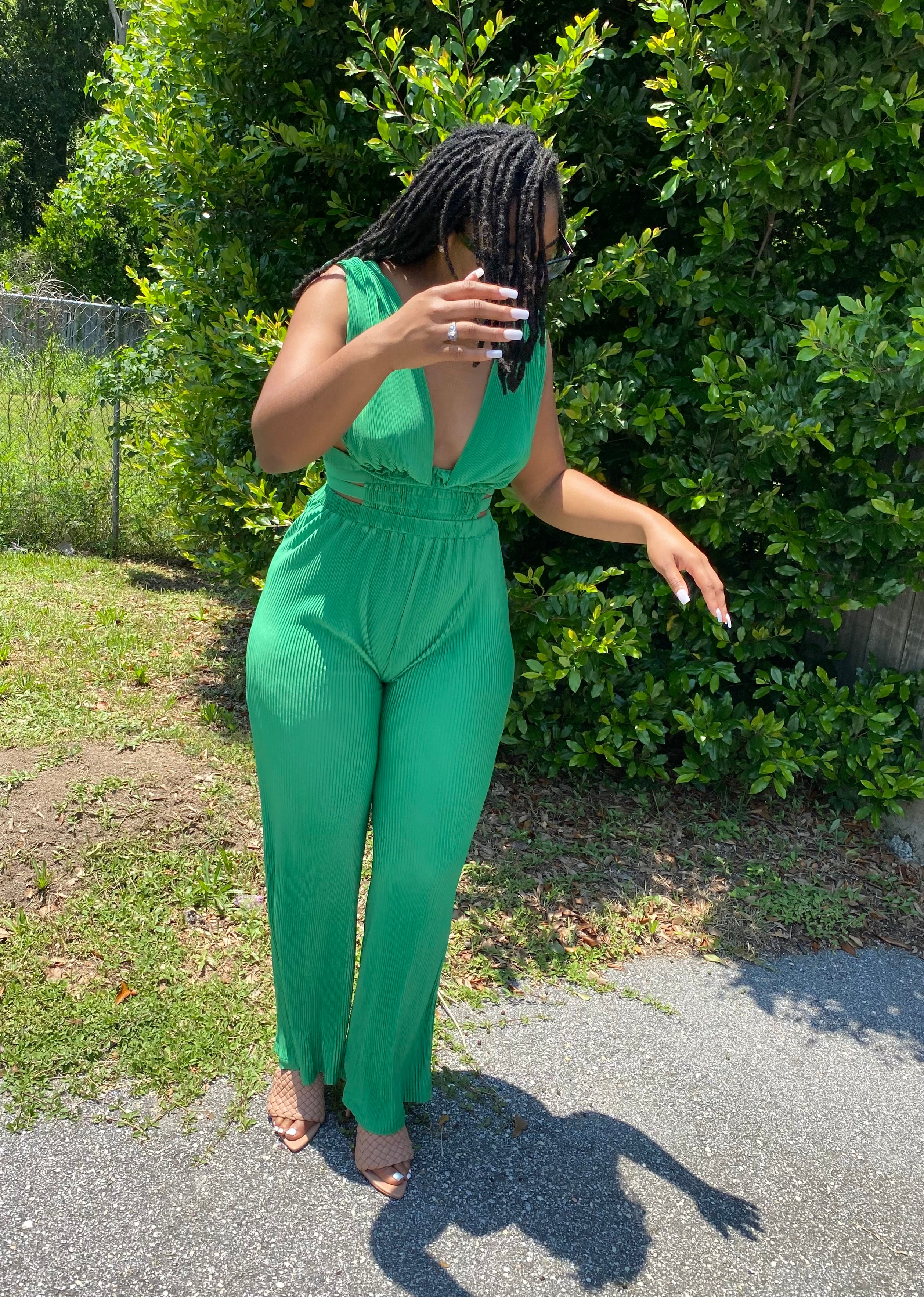 Low v jumpsuit on sale